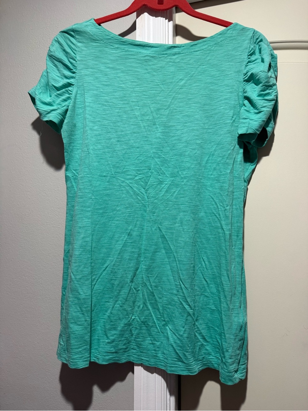 Lilly Pulitzer Lana slub top short Sleeve Ruched-Sleeve Tee - Aqua Green